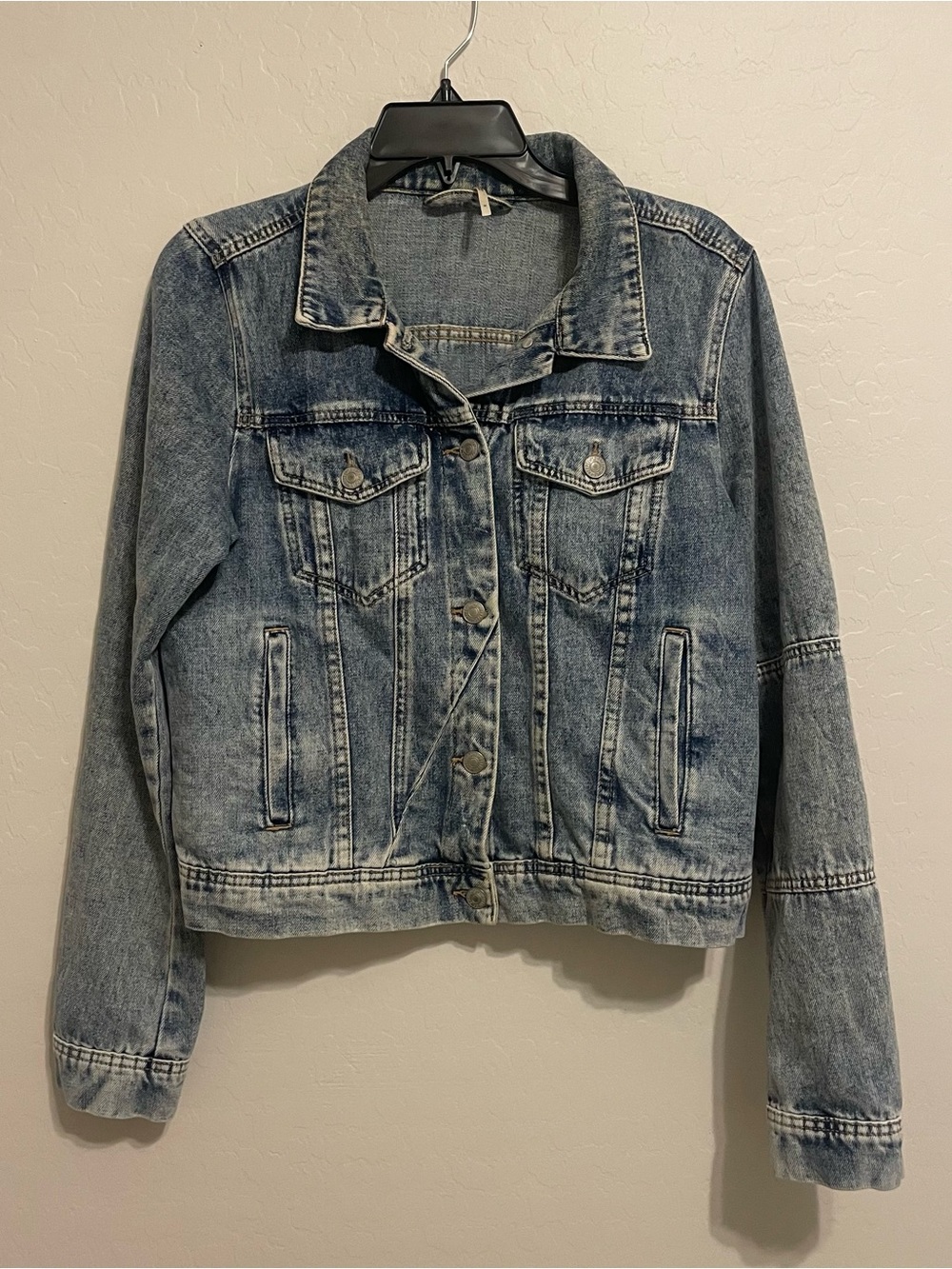 Free People Washed Light Blue Denim Jacket